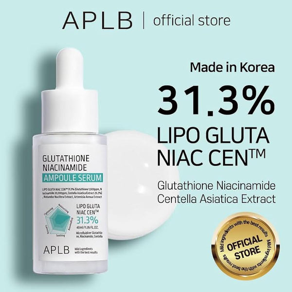 APLB Glutathione Niacinamide Ampoule Serum 31.3% | Brightening & Hydrating Facial Serum (40ml)