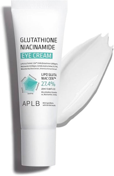 APLB Glutathione Niacinamide Eye Cream | LIPO GLUTA NIAC CEN™ 27.4% 0.68 FL.OZ/Korean Skincare, Eye cream for dark circles and puffiness, Improve elasticity & provide moisture around eye region