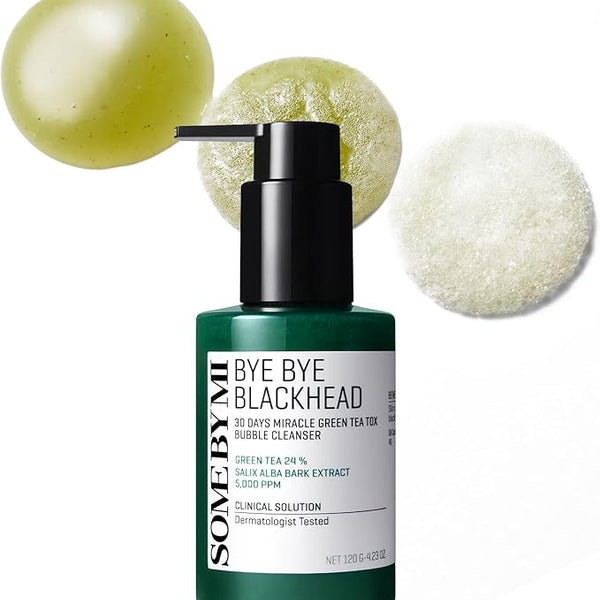 Some By Mi Bye Bye Blackhead 30 Days Miracle Green Tea Tox Bubble Cleanser | 120G | Korean Face Wash For Removing Blackhead | Daily Pore Minimizer For Face Skin Texture