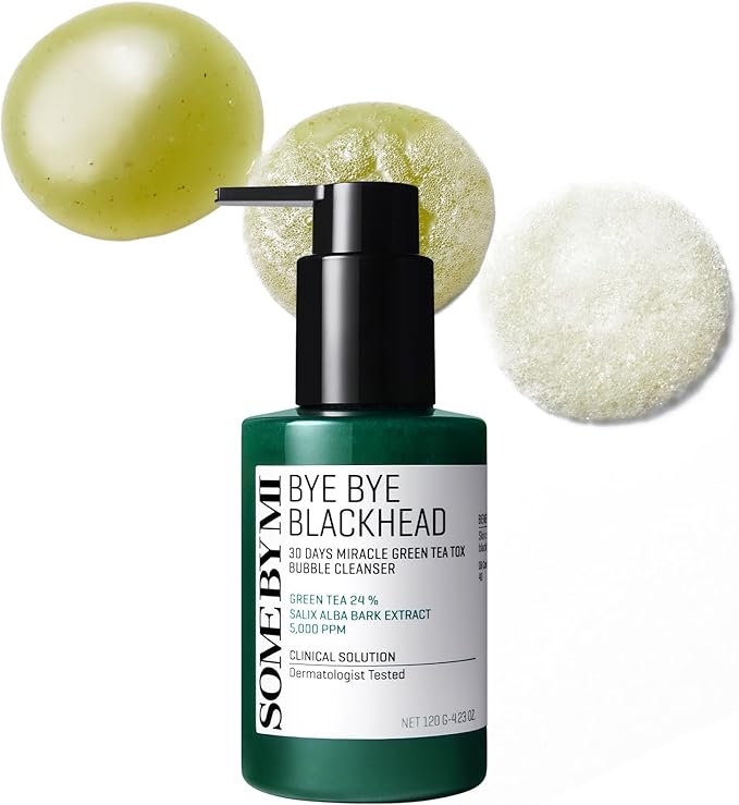 Some By Mi Bye Bye Blackhead 30 Days Miracle Green Tea Tox Bubble Cleanser | 120G | Korean Face Wash For Removing Blackhead | Daily Pore Minimizer For Face Skin Texture