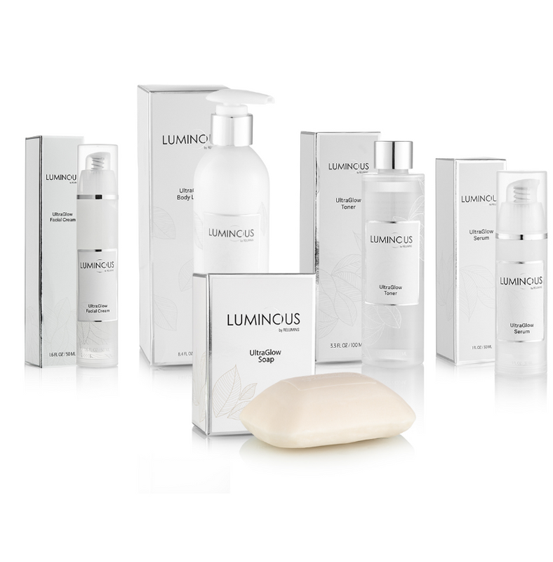 NEW Luminous UltraGlow Set - Cream, Lotion, Serum, Soap and Toner!! Bright and Glowing Skin Set from RELUMINS
